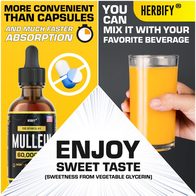 HERBIFY مستخلص المولين من هيربيفي 2 أونصة لعلاج صحة الجهاز التنفسي، مزيج من أوراق وزهور المولين (Verbascum Densiflorum) - Image 5