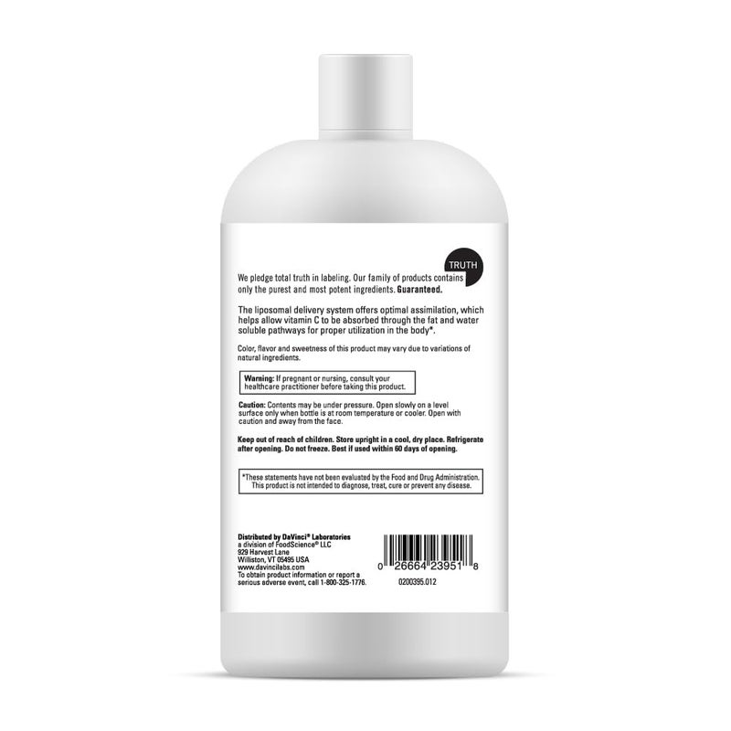 DAVINCI Labs Liposomal C - Collagen Production, Oxidative Stress & Immune Health Support - Liposomal Delivery System - Gluten Free, Vegetarian - 10.15 oz (60 Servings) - Image 4