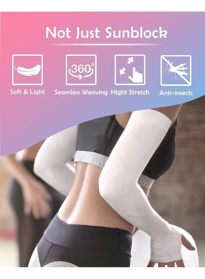 ECVV 3 Pairs UV Protection Cooling Arm Sleeves Sunblock Arm Cover with Thumb Hole for Driving Cycling Golf Basketball Arm Sleeves for Men Women - Image 5