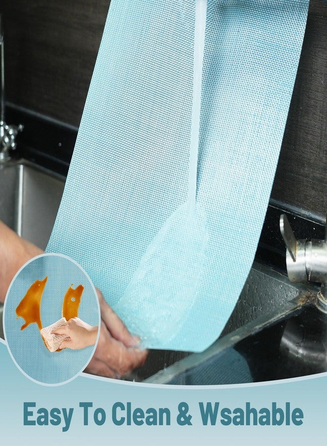 flohar Placemats Set of 6，Non-Slip PVC Weave Table Mats Easy to Clean，Heat Resistant Place Mats for Kitchen Dining Table Decoration Indoor Outdoor，Blue - Image 3