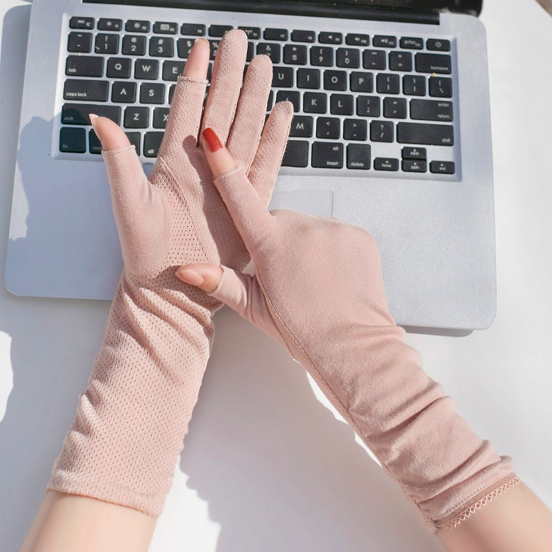Breathable Cotton Sun-Resistant Gloves Lotus root starch 