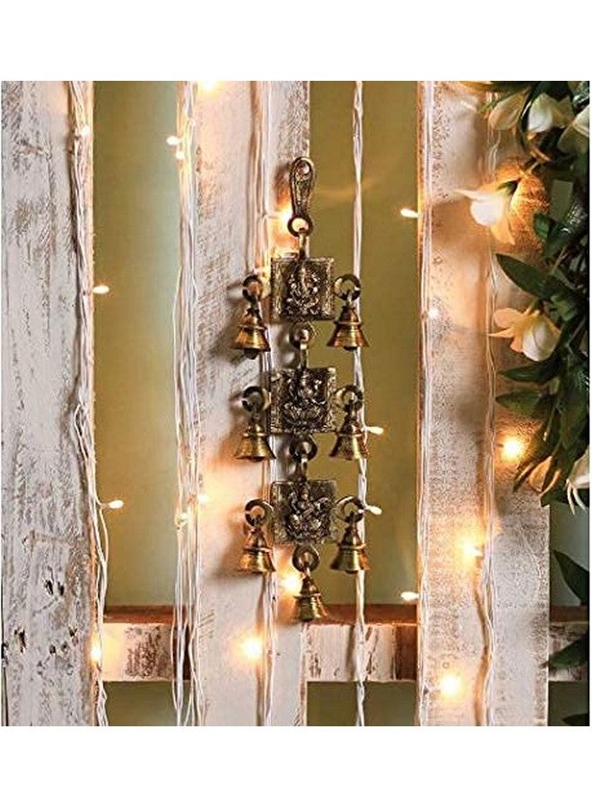 Two Moustaches Ganesh Laxmi Saraswati Brass Hanging Bells, Ghanti for Pooja, Ghanti for Home, Temple Decorative Bells - Image 2