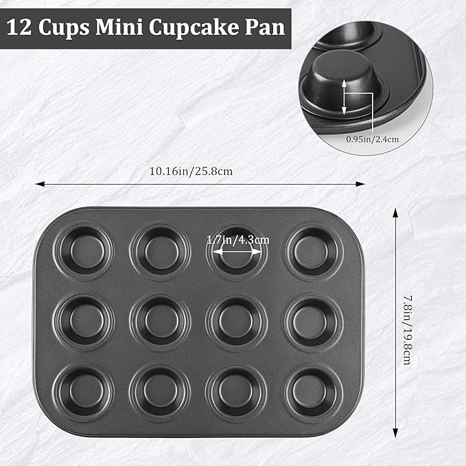 BAKERS PARDISE 12-Cup Muffin Tray for Baking Non-Stick Carbon Steel Mini Cupcake Mould | BPA-Free, 500°F Heat Resistant | Microwave & OTG Oven Safe | Perfect for Home Baker,Brownie,Cake - Image 4