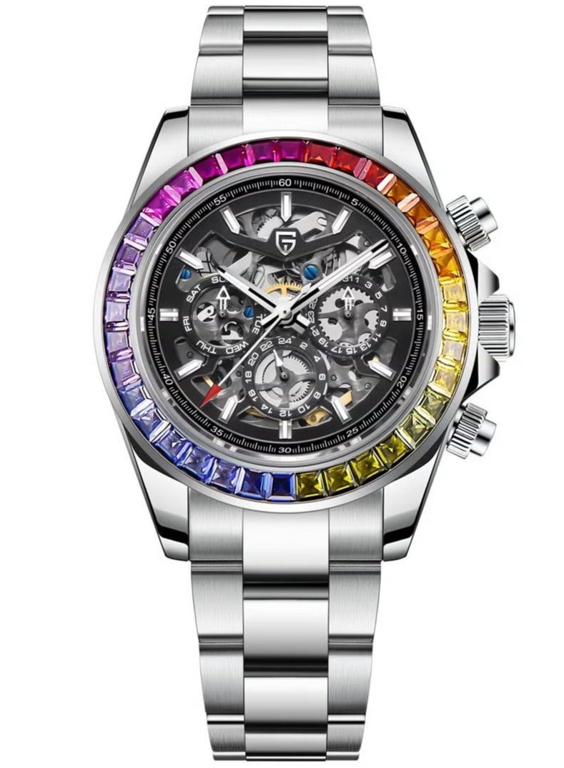 PAGANI DESIGN Men's Automatic Mechanical Stainless Steel Watch Waterproof Watch PD-1777 Rainbow  - Image 1