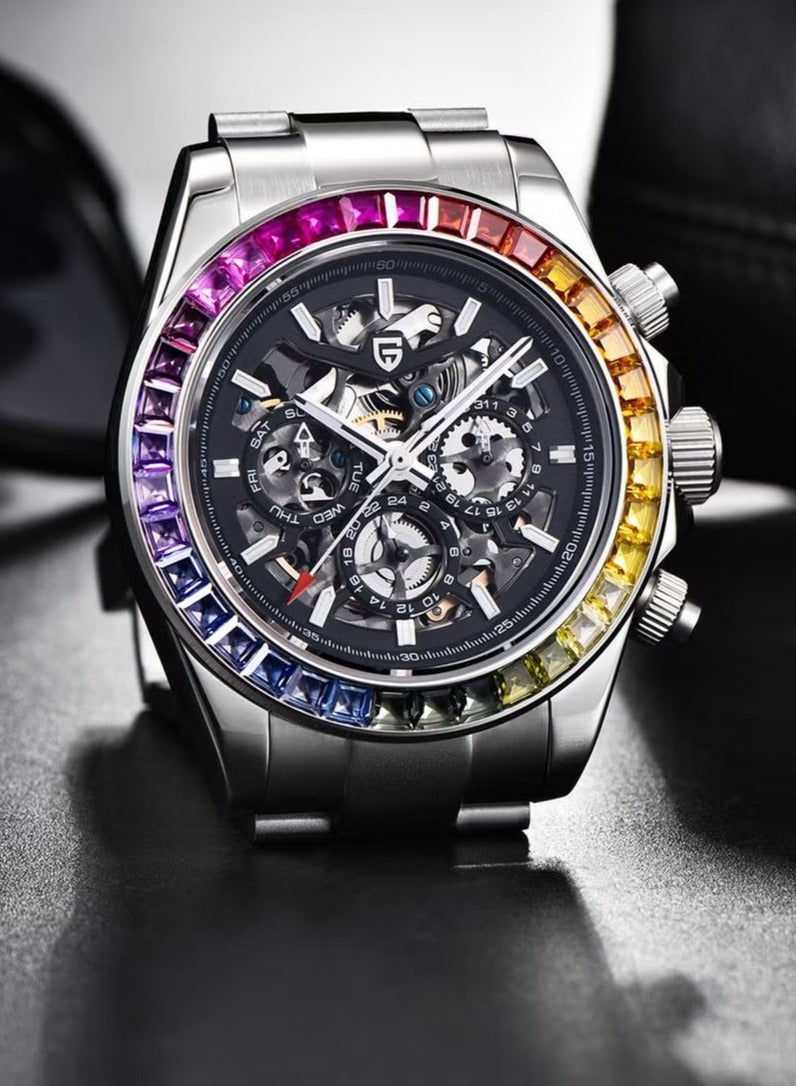 PAGANI DESIGN Men's Automatic Mechanical Stainless Steel Watch Waterproof Watch PD-1777 Rainbow  - Image 3