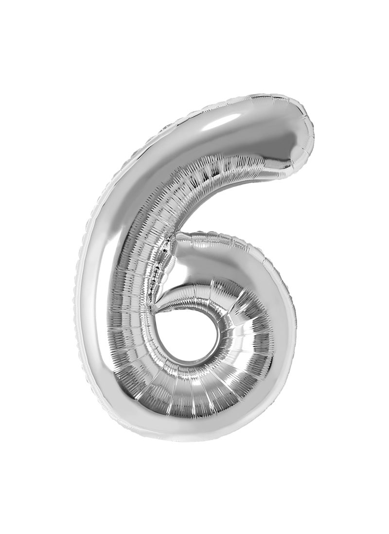Party Zone Silver Foil Balloon Number 6 34" 