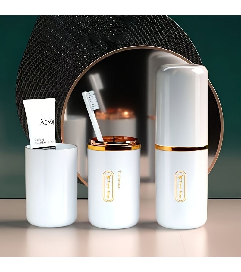 Blue Portable Travel Toothbrush and Toothpaste Storage Set with Cup - Image 5