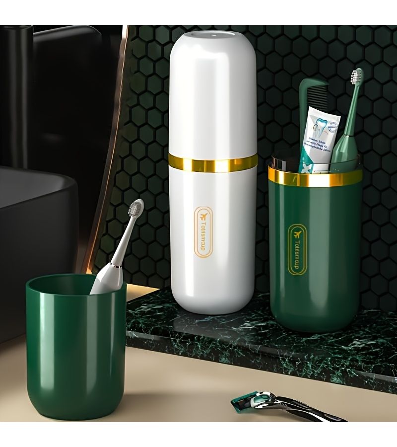 Blue Portable Travel Toothbrush and Toothpaste Storage Set with Cup - Image 4