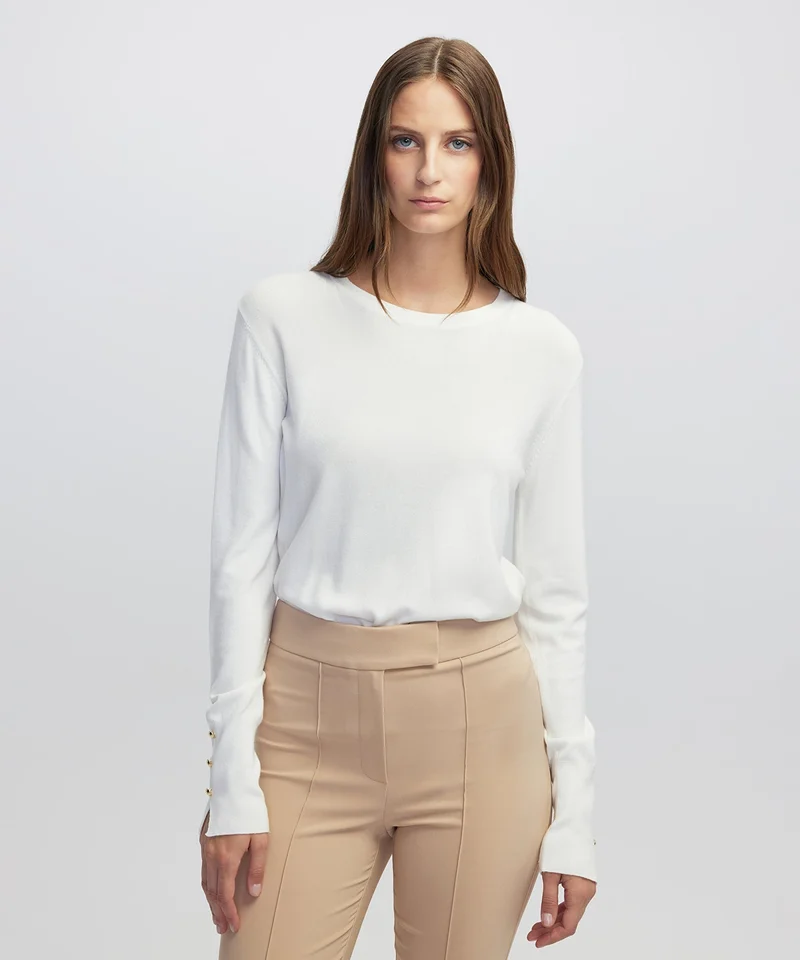 Ipekyol  Regular Fit Contrast Button Knit Sweater for Women | Best Price UAE