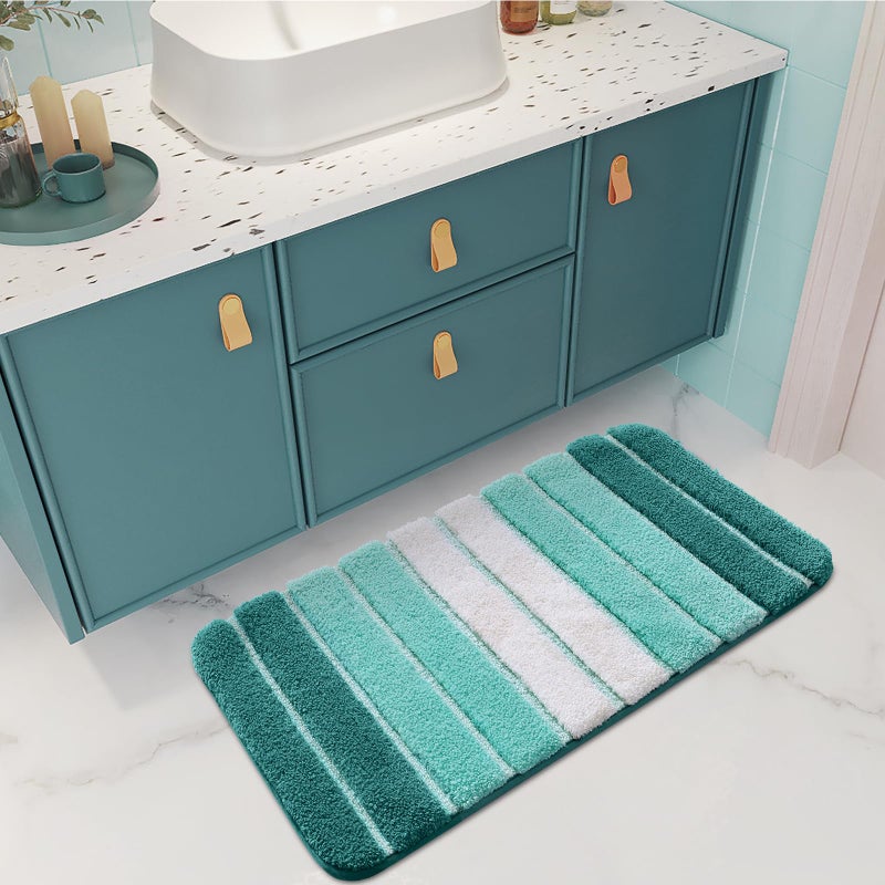 DEXI Bath Mats for Bathroom, 16x24 Absorbent Microfiber Bath Mat Quick Dry, Washable Bathroom Rugs with Non Slip Backing for Shower Floor, Turquoise - Image 5