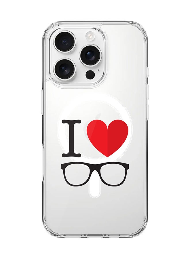 Stylizedd For iPhone 16 Pro Case [Compatible with MagSafe] Slim Magnetic cover Clear Phone Case - I Love Glasses - Image 1