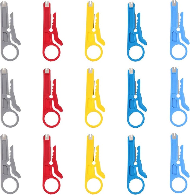 15 قطعة مجموعة متعددة الألوان من قواطع تجريد الأسلاك مع قاطع التثبيت لكابلات الشبكة - Image 2