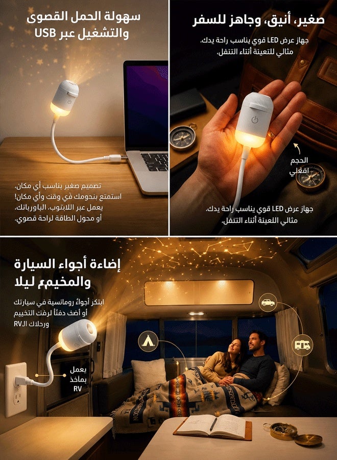 جهاز عرض ليلي ثلاثي الأبعاد ذكي ديناميكي خماسي الأبعاد بتقنية Galaxy Ocean HD، سهل الاستخدام، محمول عبر منفذ USB، سطوع قابل للتعديل، تصميم قابل للدوران 360 درجة، جهاز عرض صغير لسماء مرصعة بالنجوم لسقف غرفة النوم - Image 5