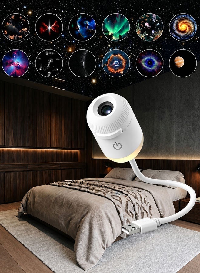 جهاز عرض ليلي ثلاثي الأبعاد ذكي ديناميكي خماسي الأبعاد بتقنية Galaxy Ocean HD، سهل الاستخدام، محمول عبر منفذ USB، سطوع قابل للتعديل، تصميم قابل للدوران 360 درجة، جهاز عرض صغير لسماء مرصعة بالنجوم لسقف غرفة النوم - Image 1