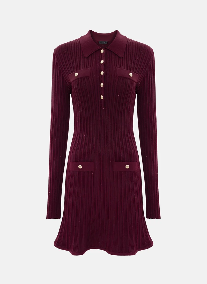 ليتشي فستان جيرسي قصير مع ترتر وأجزاء ذهبية