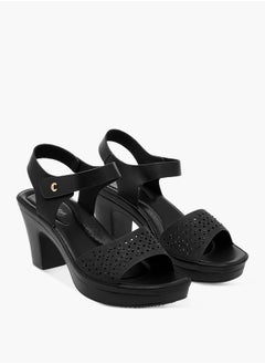 Le Confort Women Laser Cut Strap Sandals with Block Heels  - Image 1