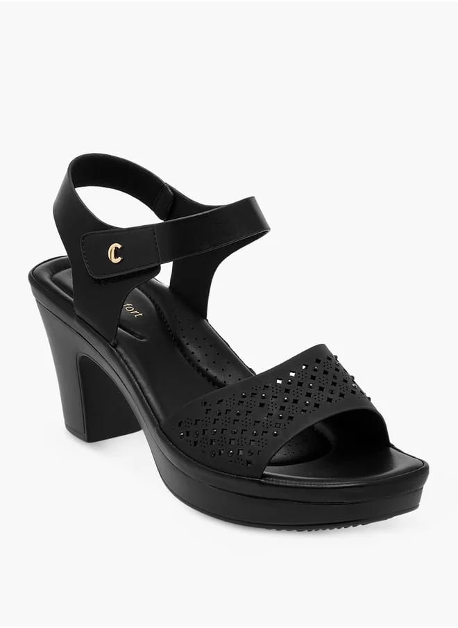 Le Confort Women Laser Cut Strap Sandals with Block Heels