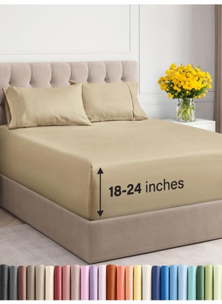 Extra Deep Twin XL Sheet Set  4 Piece Breathable  Cooling Sheets  Hotel Luxury Bedding Set with 1824 Inch Extra Deep Pockets  Easy Fit  Super Soft Wrinkle Free and Comfy  Beige Twin XL Size - pzsku/ZA249241D46E4D17A7398Z/45/1749491209/63474f42-27ac-4401-9f2f-bd498bbd75b5