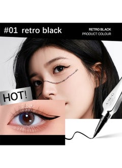 AMG Positioning Eyeliner Liquid Pen, Long-Lasting Precise High-Pigmented Quick Drying Extra-Fine Eye Makeup Pencil 01 Retro Black  - Image 2