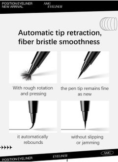 AMG Positioning Eyeliner Liquid Pen, Long-Lasting Precise High-Pigmented Quick Drying Extra-Fine Eye Makeup Pencil 01 Retro Black  - Image 5