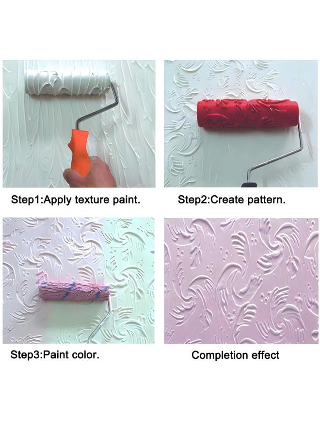 BANCOO 7"DIY Patterned Paint Roller | Decorative Art Texture Roller | Embossing Texture Rubber Roller Painting Supplies | Pattern Art Texture Tools for Household Wall Painting (BK325R) - Image 2