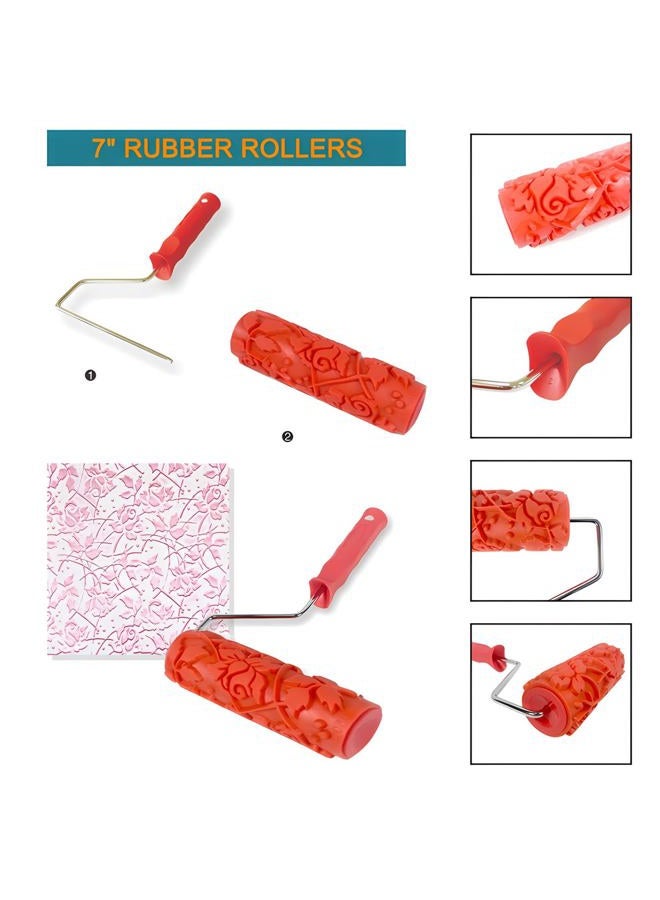 BANCOO 7"DIY Patterned Paint Roller | Decorative Art Texture Roller | Embossing Texture Rubber Roller Painting Supplies | Pattern Art Texture Tools for Household Wall Painting (BK325R) - Image 3