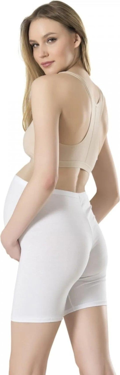 Arma Yıldız Maternity Boxer Shorts White Cotton Lycra - Image 2