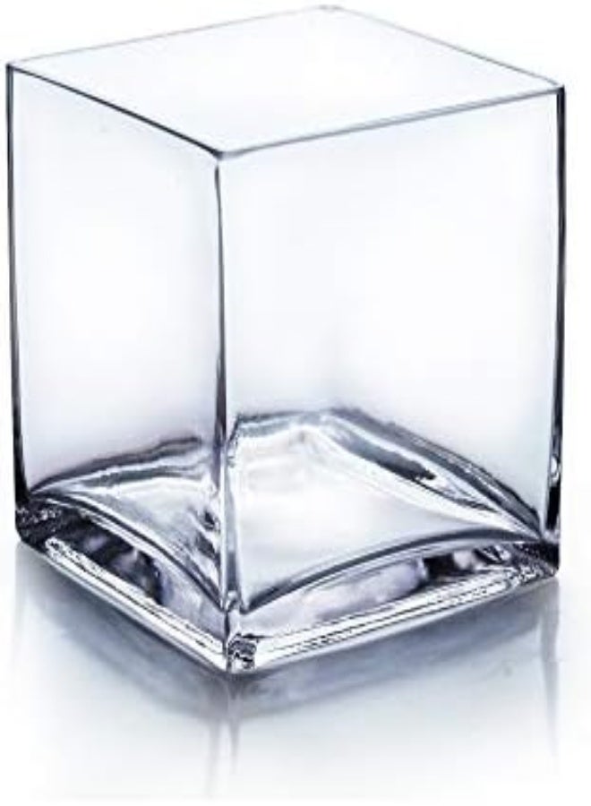AKDC Wgv Cube Glass Vase, Candle Holder, 6"X6"X6", [Bulk Qty And Size Options] Clear Elegant Floral Accent Container Planter Terrarium For Wedding Party Event Home Decor, 1 Piece - Image 1