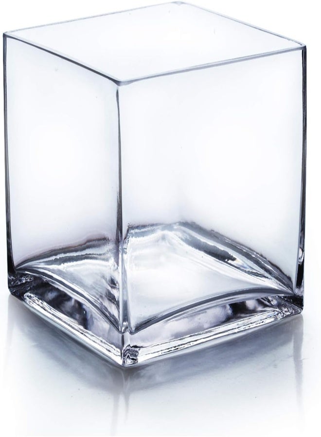 AKDC Wgv Cube Glass Vase, Candle Holder, 6"X6"X6", [Bulk Qty And Size Options] Clear Elegant Floral Accent Container Planter Terrarium For Wedding Party Event Home Decor, 1 Piece - Image 4
