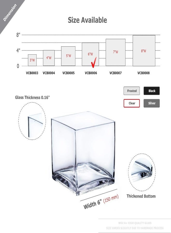 AKDC Wgv Cube Glass Vase, Candle Holder, 6"X6"X6", [Bulk Qty And Size Options] Clear Elegant Floral Accent Container Planter Terrarium For Wedding Party Event Home Decor, 1 Piece - Image 3