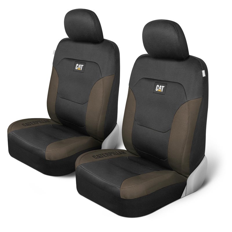 Cat Flexfit Black Beige Seat Covers for Cars Trucks SUV Set of 2 Front Car Seat Cover Front Seat Protectors Airbag Compatible Seat Covers for SUV Interior Covers Seat Cover Accessories - Image 2