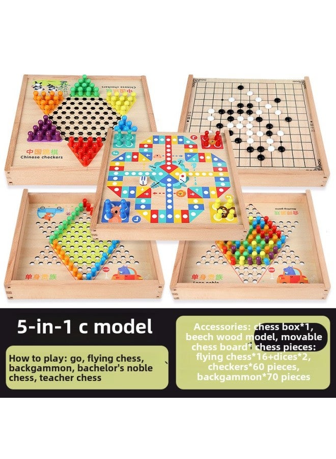 لوحة ألعاب خشبية متعددة الوظائف، شطرنج طائر، لعبة الداما، طاولة الزهر، ألعاب لوحية تعليمية للأطفال