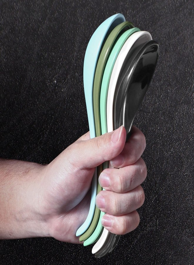 Wareland Green Ceramic Soup Spoons Set of 6, 6.75 Inch Chinese Ramen Spoons for Pho, Cereal, Noodles, Stews, Wonton, Dumpling, Miso - Deep Oval Hook Design, Dishwasher Safe - Image 5
