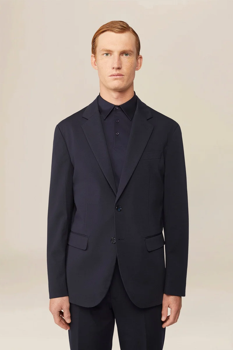 دوبل غانغر Men's single-breasted unlined jersey jacket - Blue