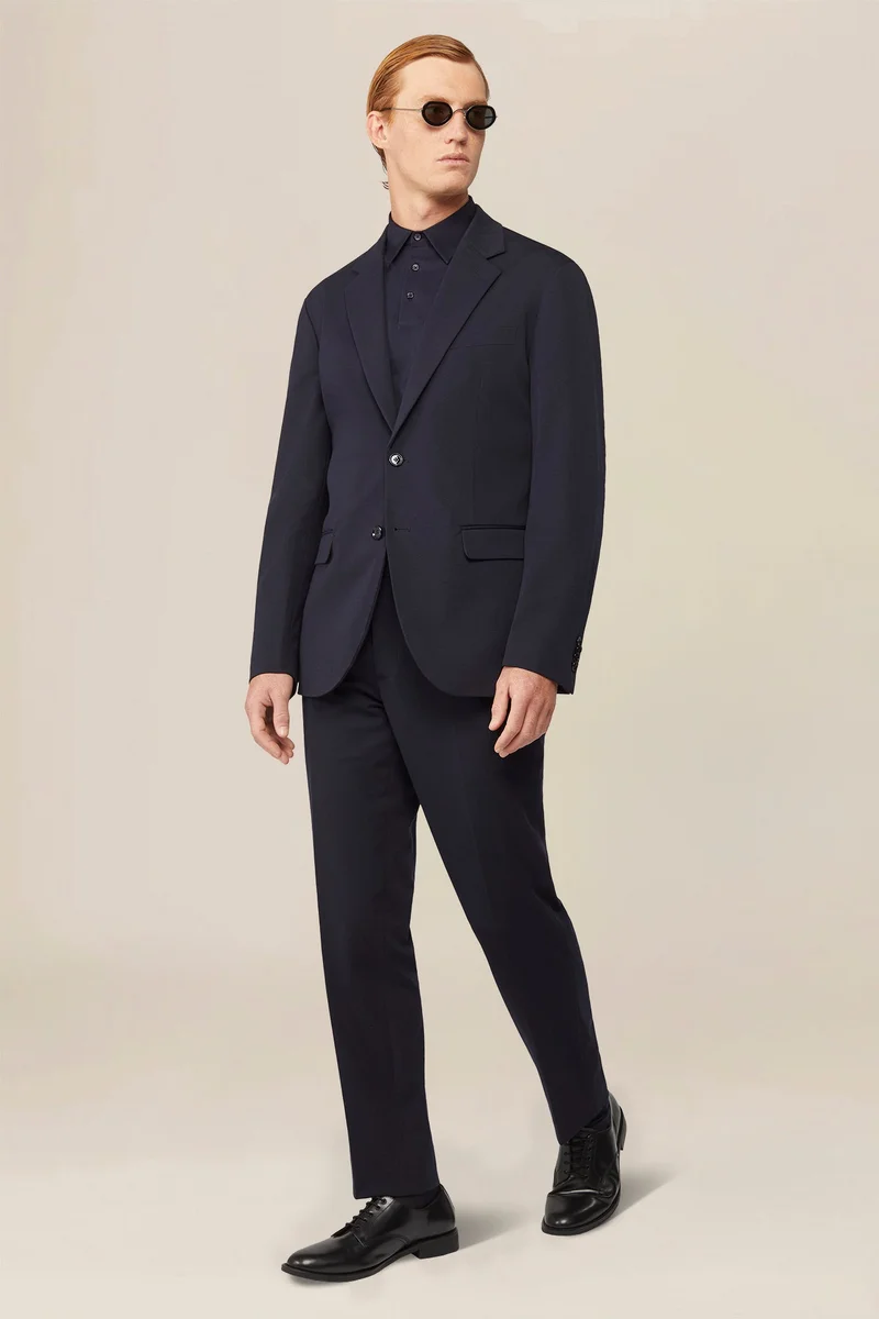 دوبل غانغر Men's single-breasted unlined jersey jacket - Blue