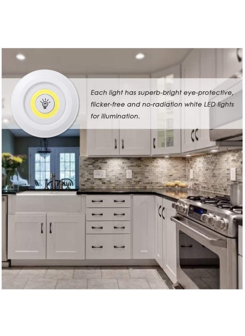 ELTRAZONE 1W COB LED Puck Light 6 Pack with Remote Controller Brightness Adjustable Wireless Dimmable Touch Sensor Control Night Lamp Under Cabinet Lighting Battery Powered Operated for Cabinet Wall  - Image 5
