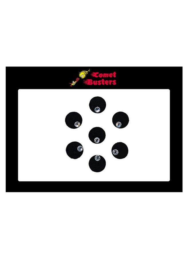 Comet Busters Round Black Velvet Bindi With Silver Stone (8 mm) (BIN448) - Image 3