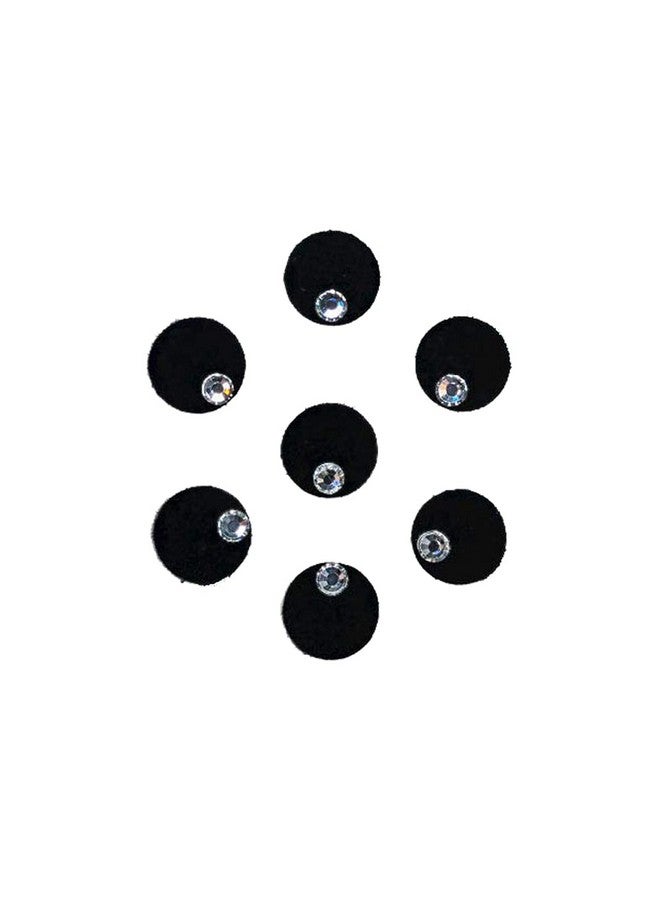 Comet Busters Round Black Velvet Bindi With Silver Stone (8 mm) (BIN448) - Image 1