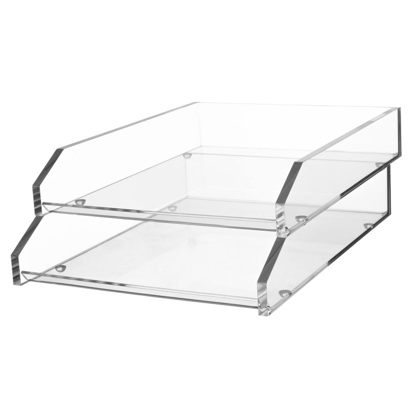 Kantek AD15 Double Letter Tray Two Tier Acrylic Clear