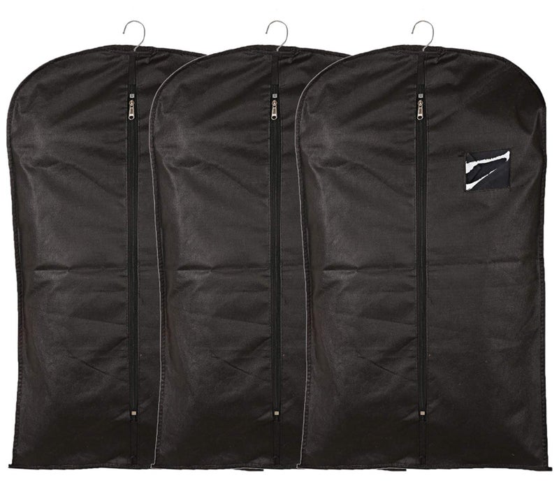 Kuber Industries Kuber Industries Non Woven Hanging Garment Cover for Kids Pack of 3 Black - Image 1