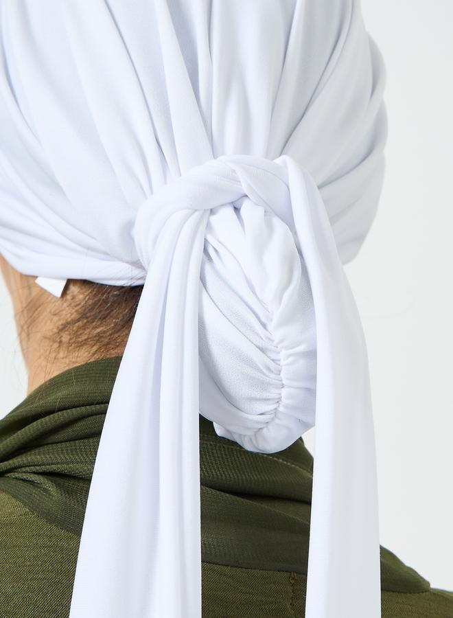 Take Two White Crystal Linen Pleated Tie Solid Hijab - Image 3