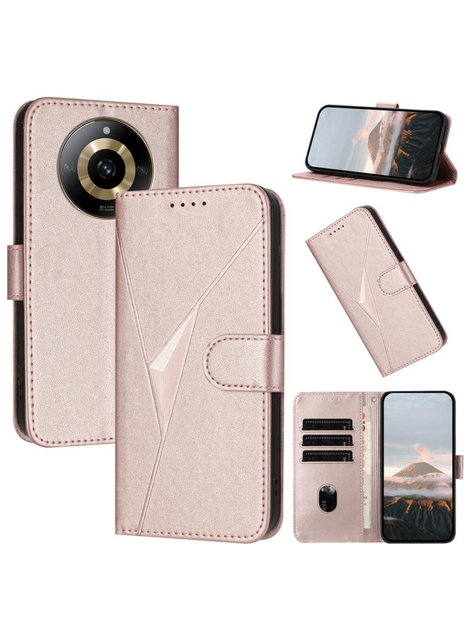 S-TOP Case For Realme 11 Pro Triangle Pattern Buckle Clasp Leather Phone Case - Image 1