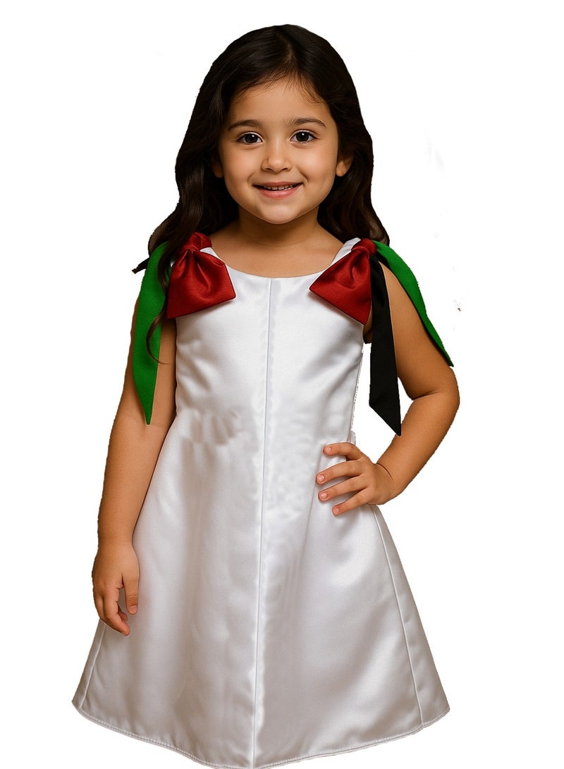 Home Smart National Day Flag Pattern White Dress for Girls Celebrate UAE National Day in Style UAE National Dress for National Festive Events - Image 1