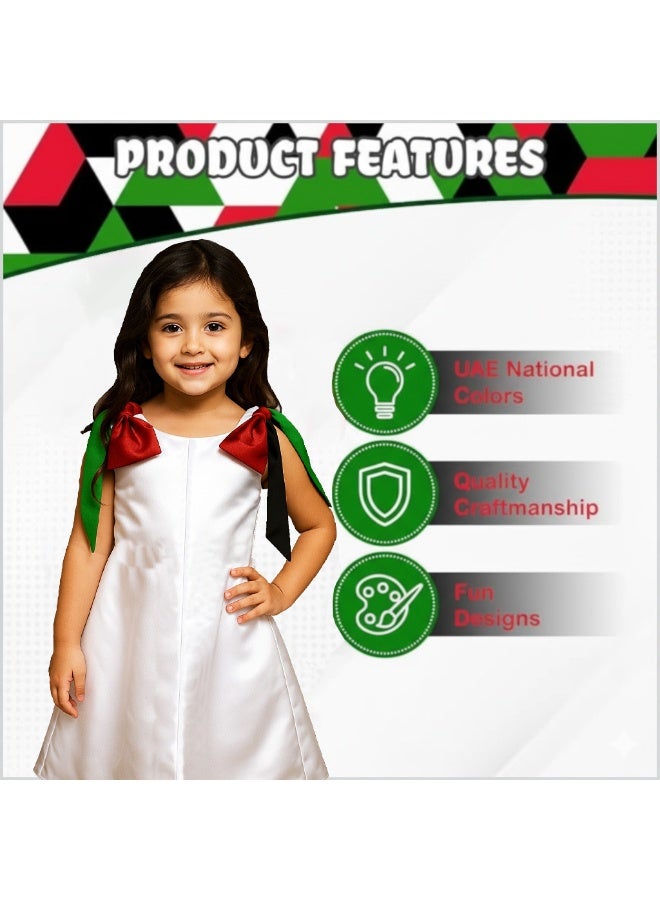 Home Smart National Day Flag Pattern White Dress for Girls Celebrate UAE National Day in Style UAE National Dress for National Festive Events - Image 3