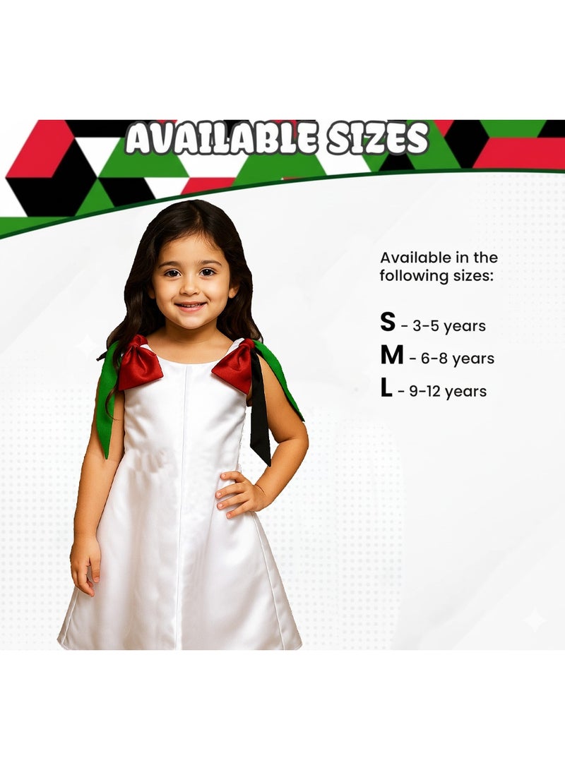 Home Smart National Day Flag Pattern White Dress for Girls Celebrate UAE National Day in Style UAE National Dress for National Festive Events - Image 2