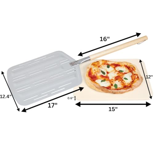 Hans Grill Pizza Stone PRO XL Baking Stone For Pizzas use in Oven, Grill or BBQ FREE Long Handled Anodised Aluminium Pizza Peel | Rectangular Stone 15 x 12" Inches | For Pies, Pastry, Bread, Calzone - Image 5