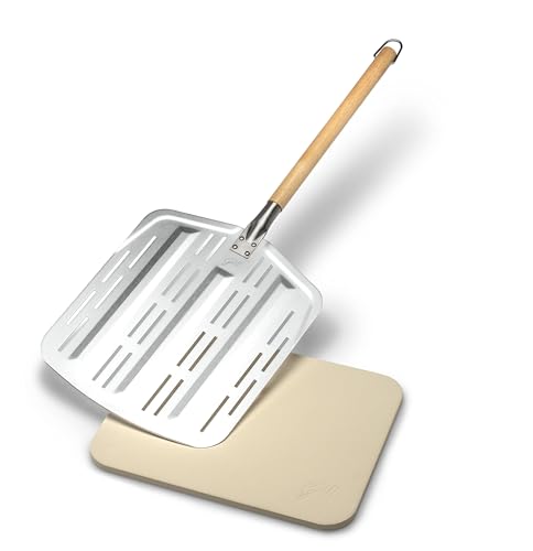 Hans Grill Pizza Stone PRO XL Baking Stone For Pizzas use in Oven, Grill or BBQ FREE Long Handled Anodised Aluminium Pizza Peel | Rectangular Stone 15 x 12" Inches | For Pies, Pastry, Bread, Calzone - Image 3