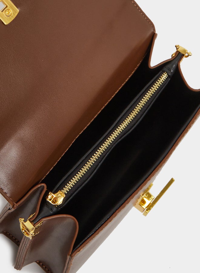 Styli Solid Handbag with Top Handle and Adjustable Strap  - Image 4