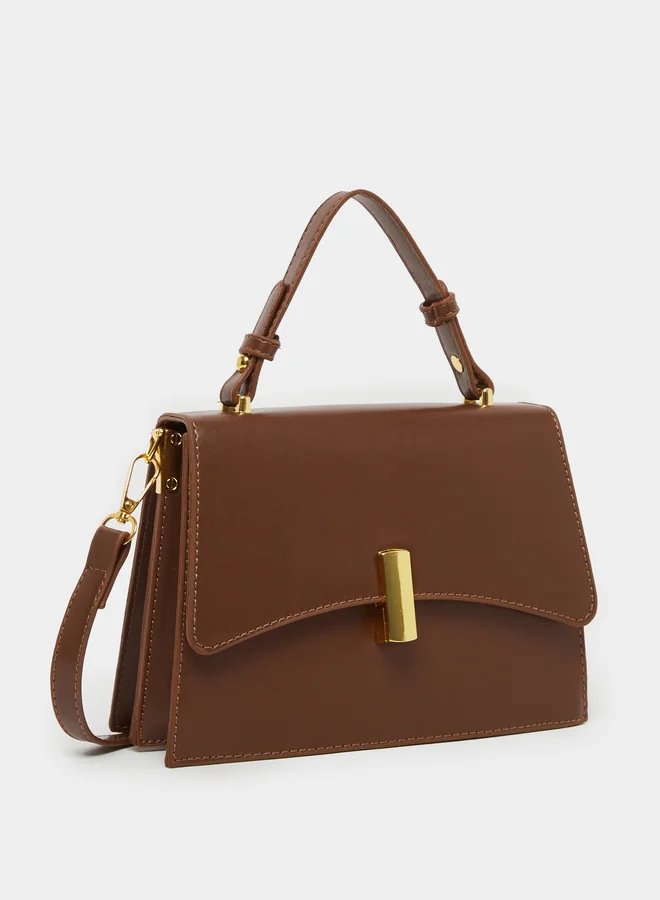 ستايلي Solid Handbag with Top Handle and Adjustable Strap