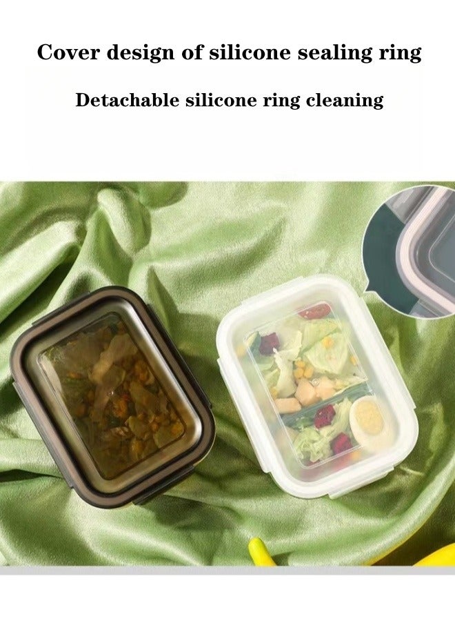 XiuWoo 2 Piece High Borosilicate Glass Microwaveable Large Lunch Boxes Divider Fruit Lunch Box 1520ml and 1520ml  - Image 5
